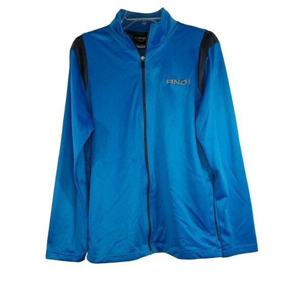 And1 Athletic Full Zip Jacket Track Basketball Men Size S Blue Gray Long Sleeve - Picture 1 of 9